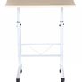 Side Table Adjustable Height Coffee Table Mobile End Table with Wheels Locking Casters C Tables Chipboard Steel Iron Plastic White Maple Color 60 x 40 x 68-78 cm Image 2