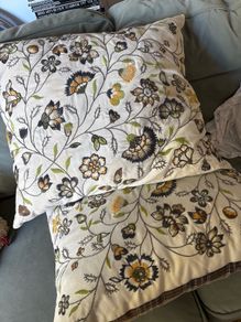 Vintage  ikea discontinued ALVINE LOV Pair of Embroidered large feather cushions. Hardly used.