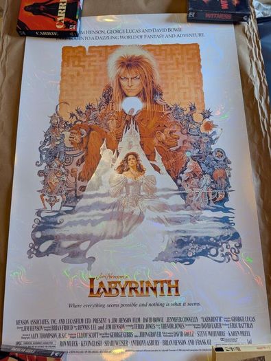 Bottleneck Gallery Jim Henson's Labyrinth White Swirl Foil Variant Screen Print Poster