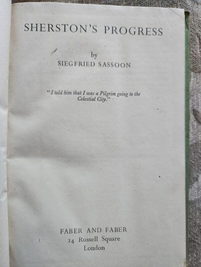 Sherston's Progress. By Siegfried Sassoon. Hardback With Dustjacket In Fair Condition