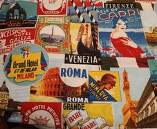 Vintage Italian Printed canvas fabric