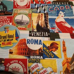 Vintage Italian Printed canvas fabric