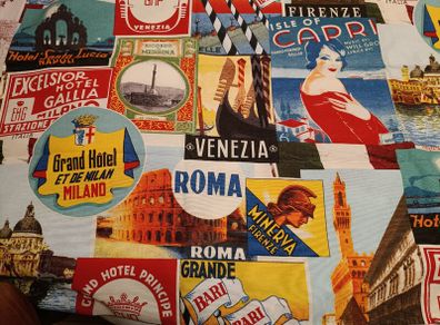 Vintage Italian Printed canvas fabric