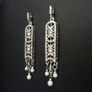 Art Deco Dangle Drop Silver Statement Earrings Image 3