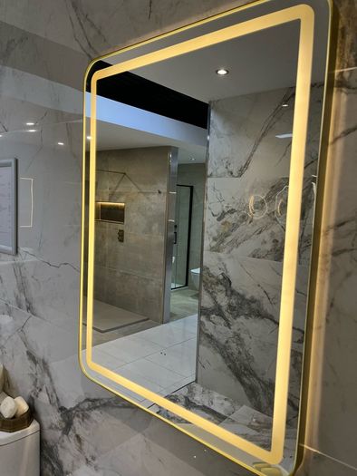 EX Display Hopkins 600x800 Brushed Brass LED bathroom mirror