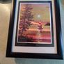 Vintage E Stephens Gold Foil Etched Signed Matted Sailboat Sunset Lake Tree Framed print. Image 5