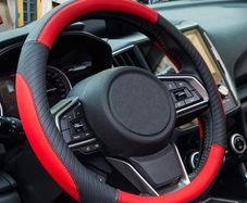 Car Steering Wheel Cover Leather - Soft Microfiber Steering Wheel Cover Universal Size M 37-38cm /14.5-15inch, Anti-slip, Breathable, Red