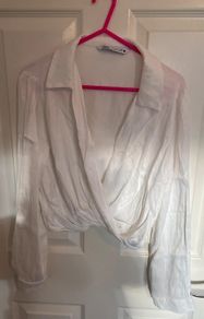Cropped satin shirt