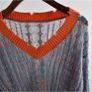 Designer Style Distressed Knit Sweater Image 2