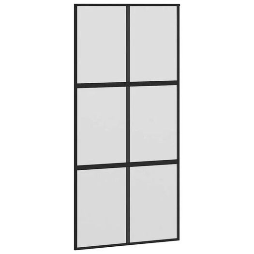 Sliding Door with Hardware Set 76x205 cm Tempered Glass&Aluminiu