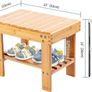 Bamboo Small Stool for Kids or Adults Foot Rest Shaving Step Stool with Storage Shelf Stable Anti Slip Wooden Bath Stool for Home Bathroom Bedside Nursery School Image 2