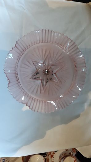 Art Deco Peach frosted Cake Plate
