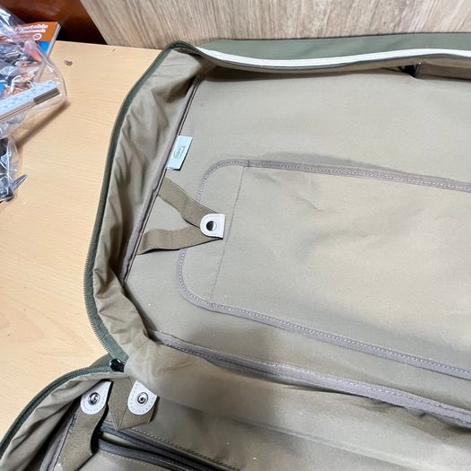 Lacoste Green and White Canvas Travel Bag with Shoulder Strap