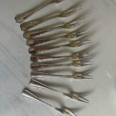 Vintage silver plated snack forks