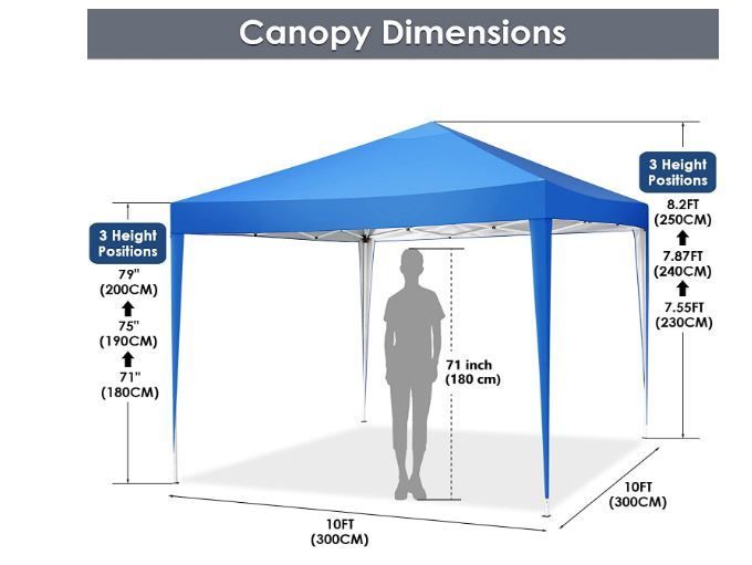 Folding Gazebo 3 x 3 m Waterproof UV Protection Gazebo Popup Garden Tent with 4