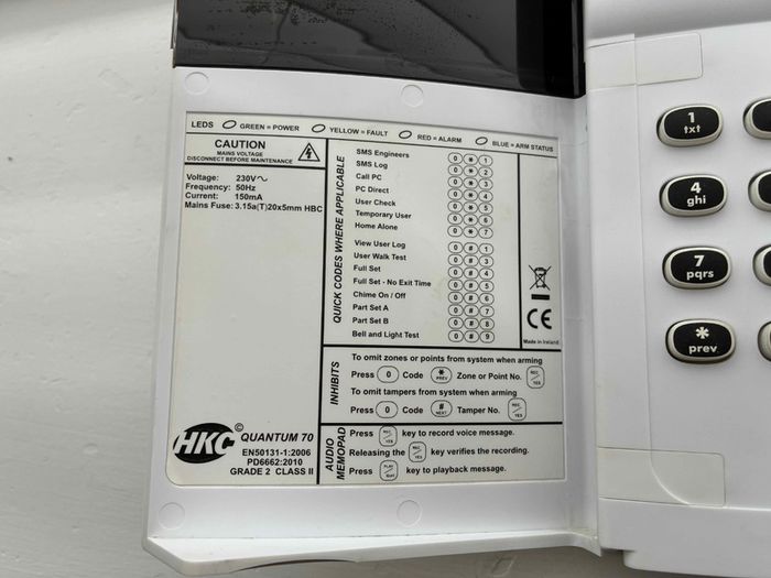 HKC Quantum 70 Wireless Alarm Control Panel / Keypad