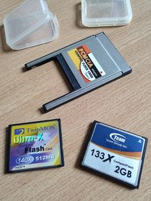 Two CompactFlash Cards & Adapter