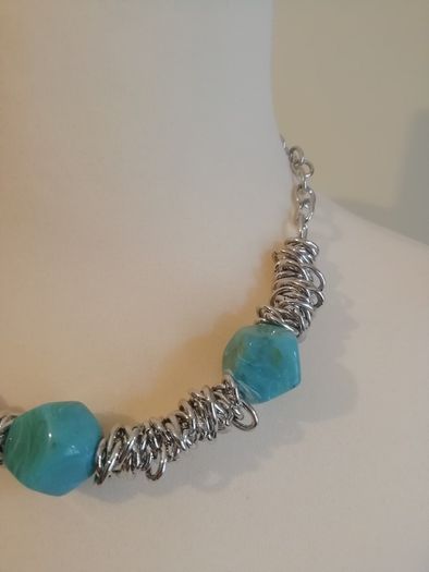 DesignSix London Grange Necklace New With Tags Turquoise Stones On Silver Tone Chain