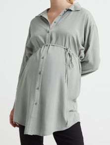 Maternity Tie-belt shirt - khaki green