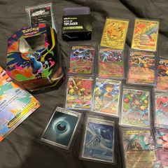 Pokemon Card Bundle EX/GX + Sleeves + Charizard Tin