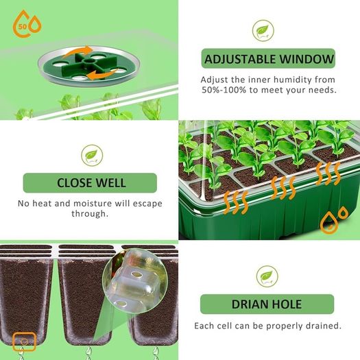 NEW SALE | Seed Trays, 10 Pack 120 Cells Propagator with Heightened Lids, Growing Thicken Seedling Starter