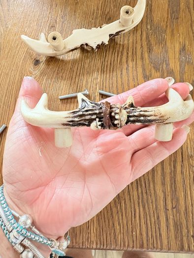 New set of 2 15cm long antler drawer pulls