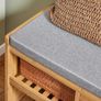 Bamboo Shoe Storage Bench with Cushion Seat Drawer and Shelves Entryway Bench Image 3