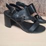 womens RALPH LAUREN sandals black leather block heels strappy buckle shoes Size UK 3.5 B EU 36.5 Image 2