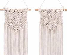 2pcs Macrame Wall Hanging Handmade Woven Tapestry, Boho Wall Decor Art Home Decoration (25cm W x 42cm L)