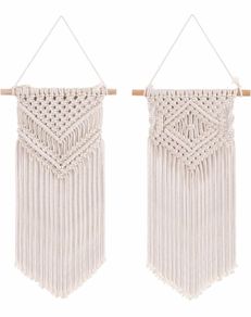 2pcs Macrame Wall Hanging Handmade Woven Tapestry, Boho Wall Decor Art Home Decoration (25cm W x 42cm L)