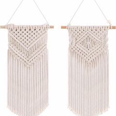 2pcs Macrame Wall Hanging Handmade Woven Tapestry, Boho Wall Decor Art Home Decoration (25cm W x 42cm L)