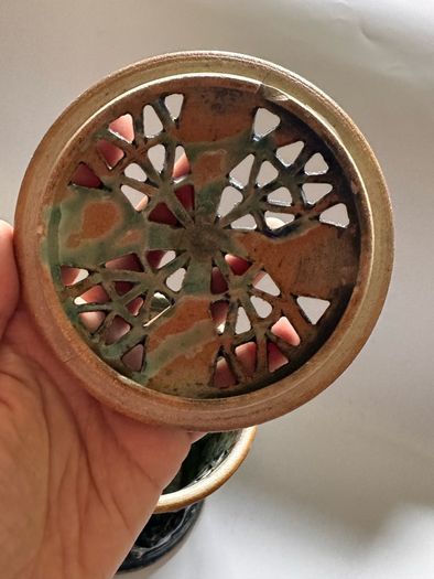 Rare Michael Kennedy Studio Pottery River of Ireland For-Faced Lidded Jar