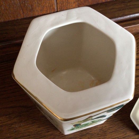 Masons Ironstone Chartreuse Green Gold Gilded Tea caddy