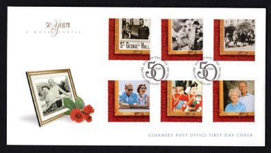 1997 Guernsey Golden Wedding of Queen Elizabeth II and Prince Philip Commemorative Stamps First Day Cover (FDC)