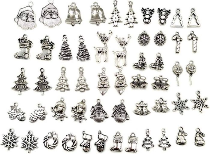 Christmas Tree Mixed Charm Silver Holiday Pendant DIY for Bracelet Necklace Jewelry Making Crafting 54pcs (FREE POSTAGE)