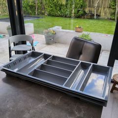 Kitchen Cutlery Drawer Organiser Tray. Grey. x 3