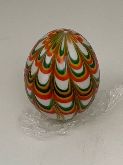 Three gorgeous art glass eggs one from Finland