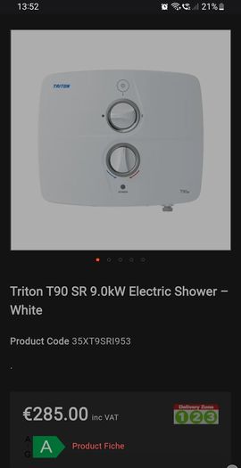 Triton T90 sr electric shower unit.Brand new.