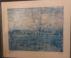 Large framed print of "The Pink Orchard" by van Gogh