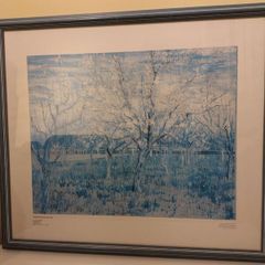 Large framed print of "The Pink Orchard" by van Gogh