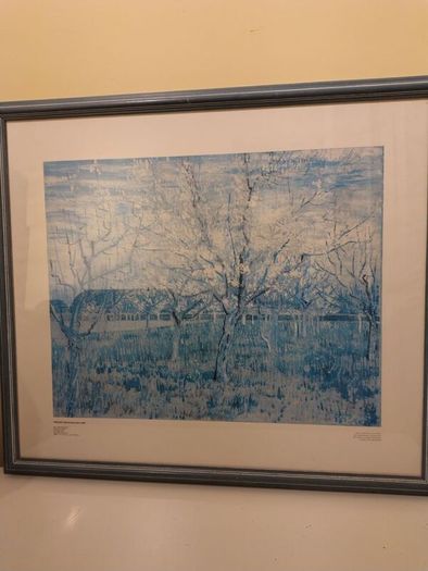 Large framed print of "The Pink Orchard" by van Gogh