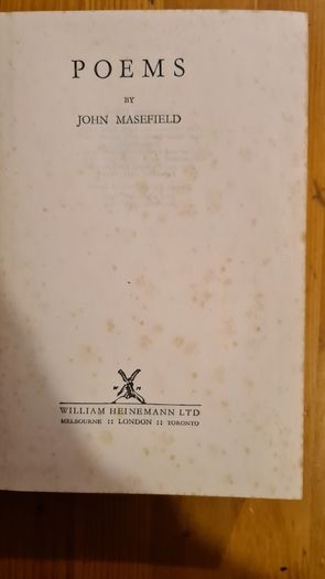 Poems By John Mansfield. Published By William Heinemann. Ltd. Vintage  .Volume Book. 932 Pages. Hardback In Good Condition.