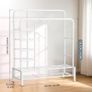 Clothes Rails for Bedroom - Heavy Duty Clothes Rail with Double Hanging Clothing Rail, Shoe Rack, Storage Shelves & 4 Coat Hooks, Clothes Rack for Closet, Laundry, Shop (Modern, White Image 4