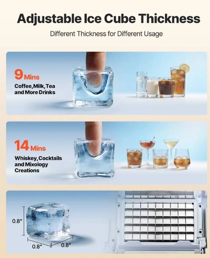Commercial Ice Maker 54.4kg Per Day Stainless Steel Ice Machine with 15kg Storage