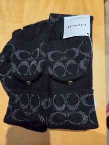 COACH Metallic Signature C Beanie & Pop Top Glove Gift Set