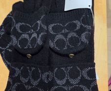 COACH Metallic Signature C Beanie & Pop Top Glove Gift Set