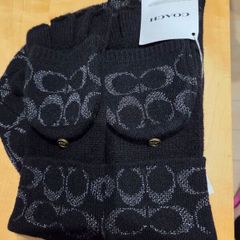 COACH Metallic Signature C Beanie & Pop Top Glove Gift Set