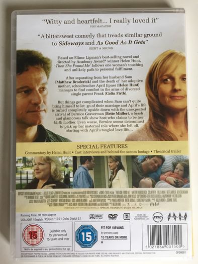 Then She Found Me [2007] Helen Hunt, Bette Midler & Colin Firth [Movie DVD]