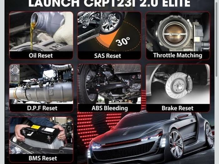 LAUNCH OBD2 Code Reader CRP123x V3.0 OBD2 Scanner, OBD2 Diagnostic Tool with 4 System ENG/ABS/SRS/AT Diagnosis, 7 Reset Throttle/Oil/SAS/DPF/ABS/Brake/BMS Auto, Lifetime Software Update