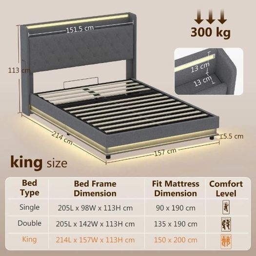 King Bed Frame with Headboard